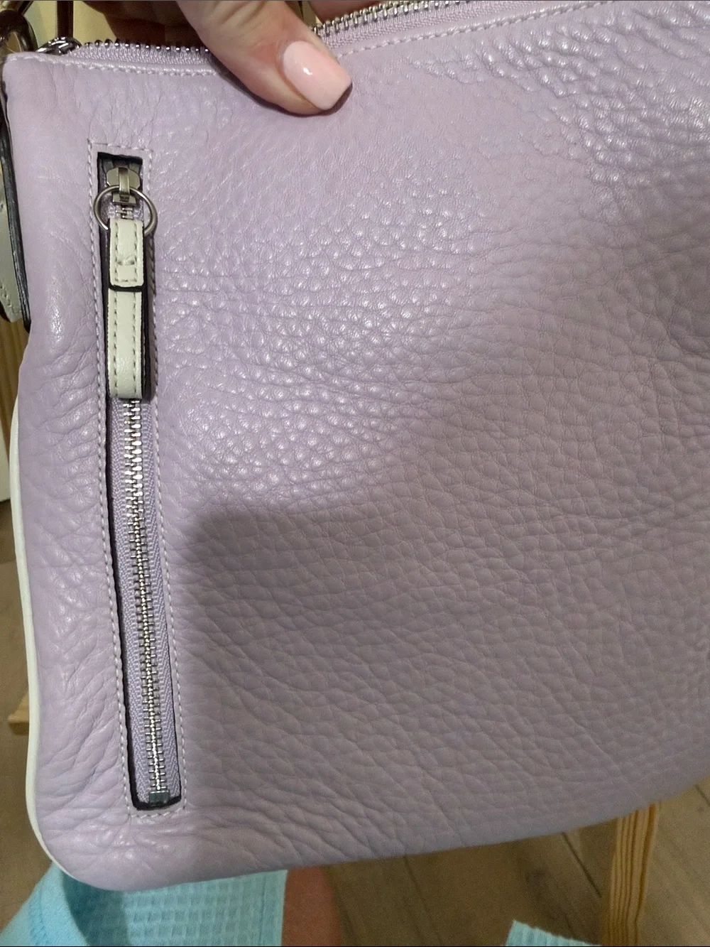 Rare y2k Coach Lavender Pebbled Leather Crossbody with White Trim